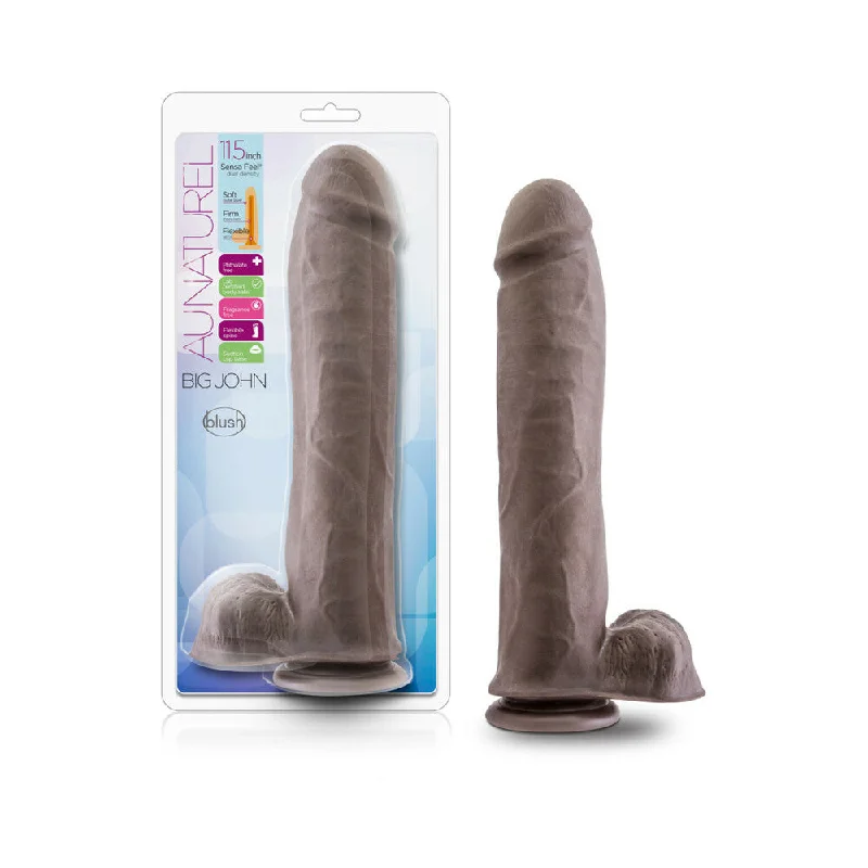 high-end vibrating cock ring for extended orgasms-Au Naturel - Big John - 11.5in Sensa Feel Dual Density - Chocolate