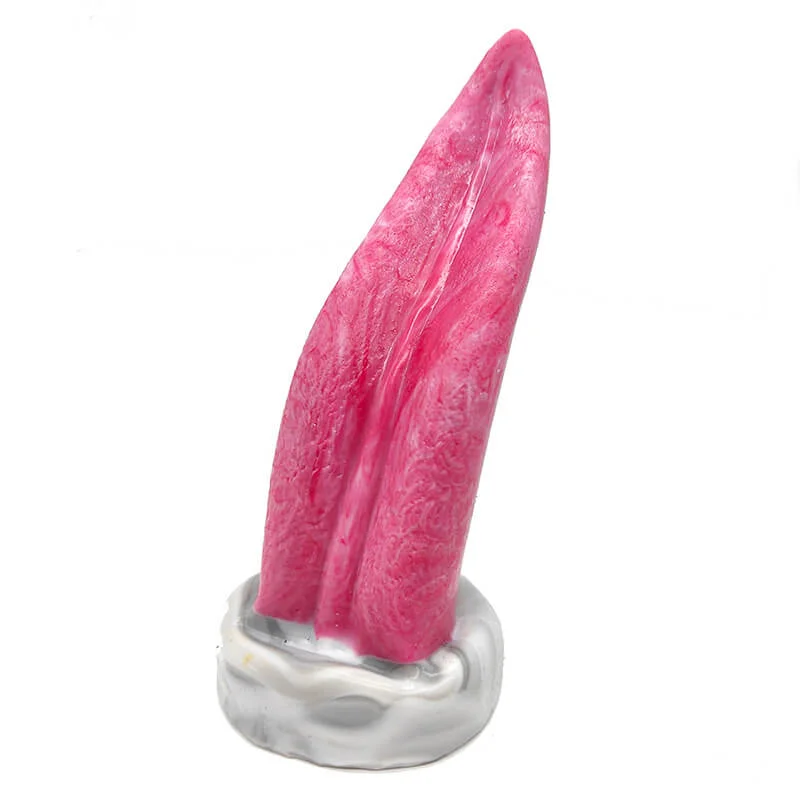 Elongated dildo-8in Realistic Tongue Pink Dildo Silicone Anal Plug