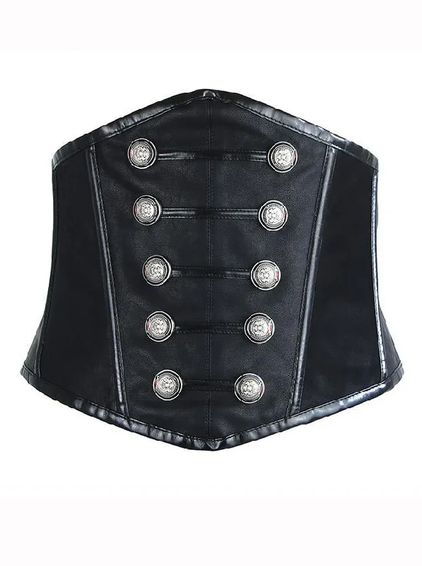 corset with layered levels-Maxz Steampunk Gothic Faux Leather Sexy Underbust Corset