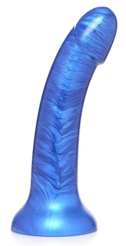 Oil-resistant dildo-G-Tastic 7 Inch Metallic Silicone Dildo - Blue