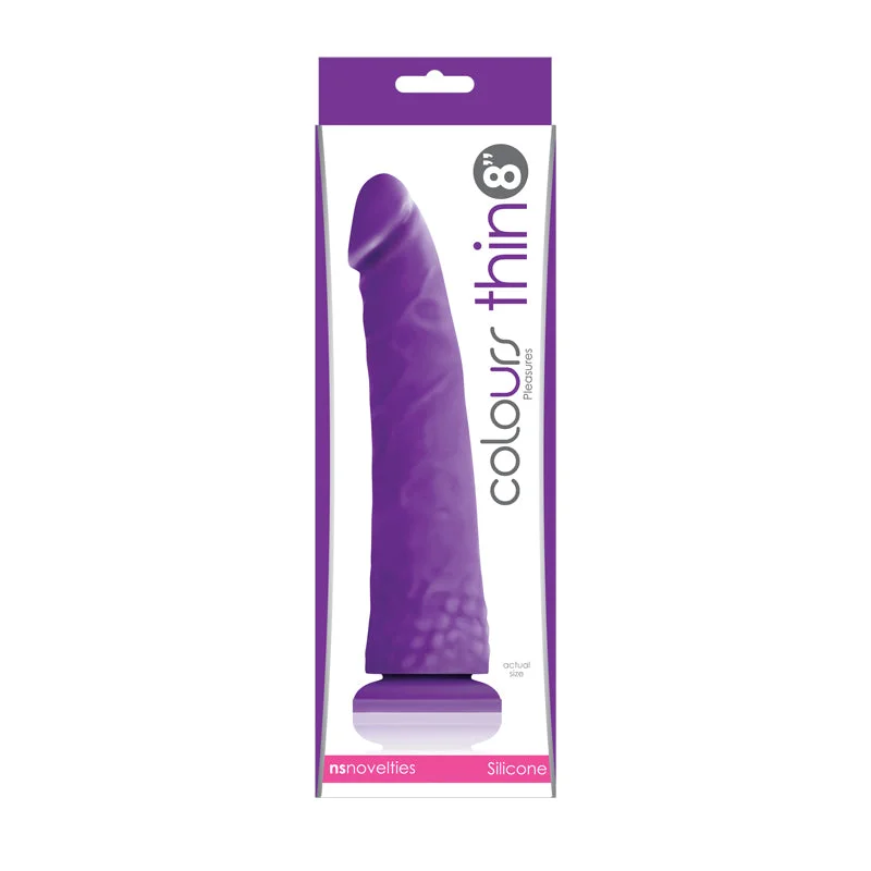 anal beads with adjustable vibration settings-Colours Pleasures Thin 8in Purple