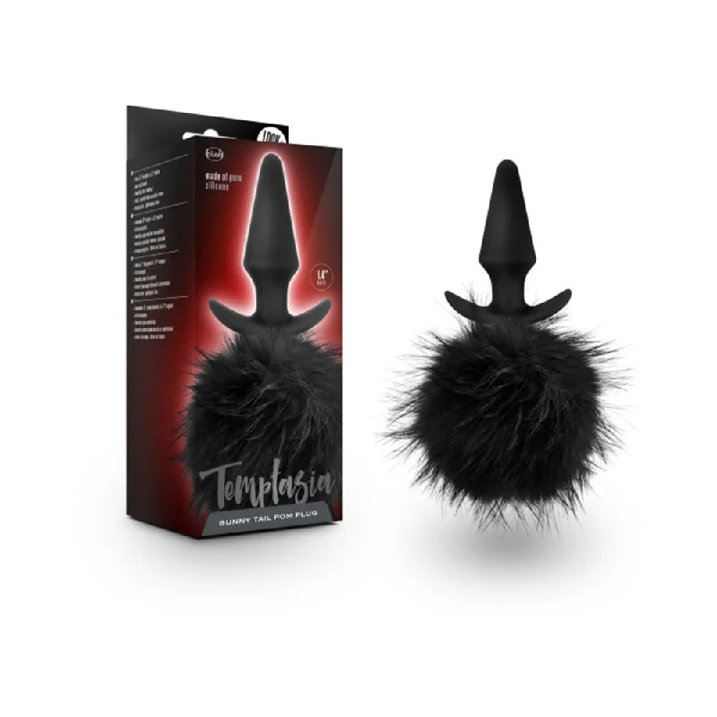 Ultra-Soft Masturbator Grip-Blush Temptasia Tail Pom Plug - Black