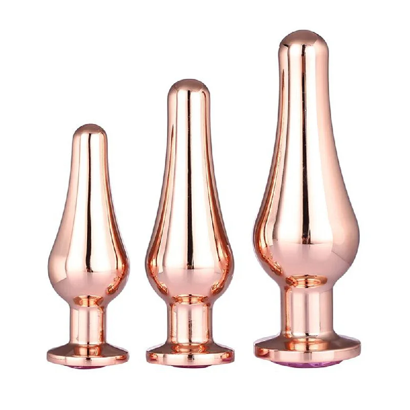 Innovative Masturbator Tool-Gleaming Butt Plug Set Rose Gold