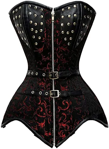 corset with metallic flows-Wurtzbach Brocade Steel Boned Overbust Corset