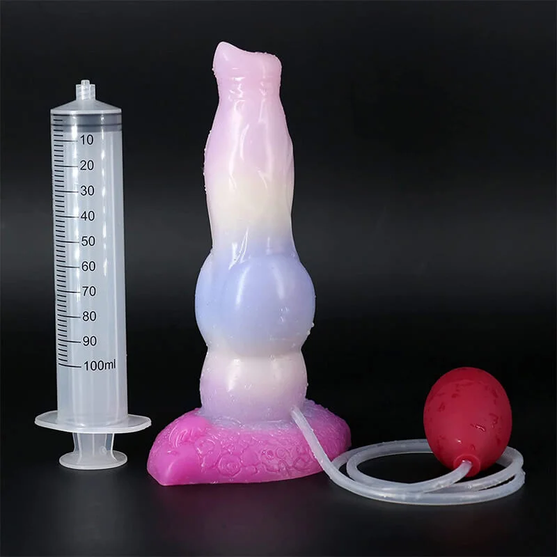 Preset dildo-Realistic Squirting Silicone Dog Dildo 8 in Pink Ejaculating Dildo