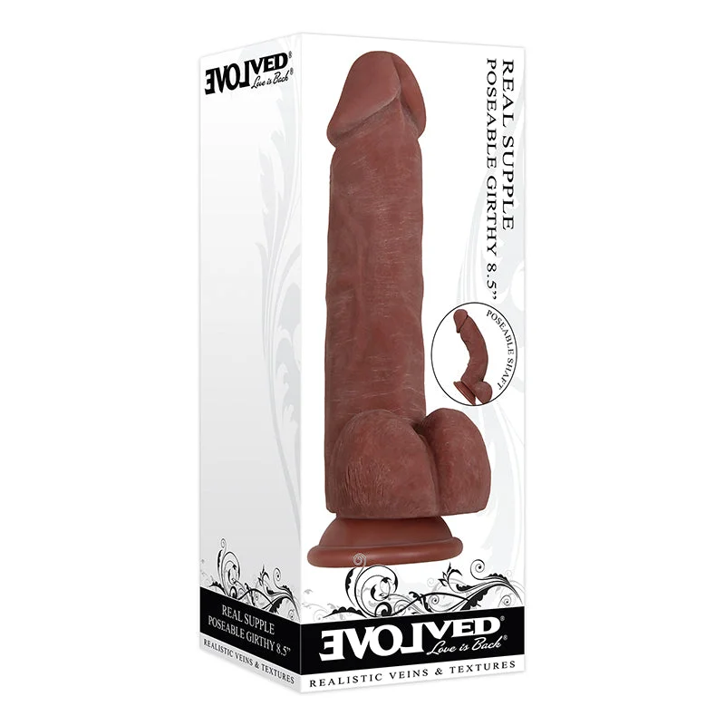 g-spot vibrator with easy-to-use controls-Evolved Real Supple Poseable Girthy Dark 8.5”