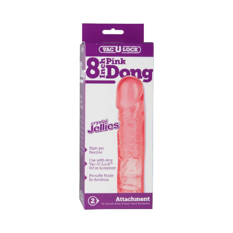 Single-Session Masturbator-Vac-U-Lock - 8 Inch Pink Dong - Crystal Jellies