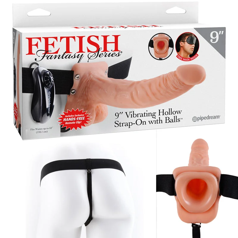 high-quality sex toy for sensitive skin-Fetish Fantasy 9in Vibrating Hollow Strap-on With Balls Flesh