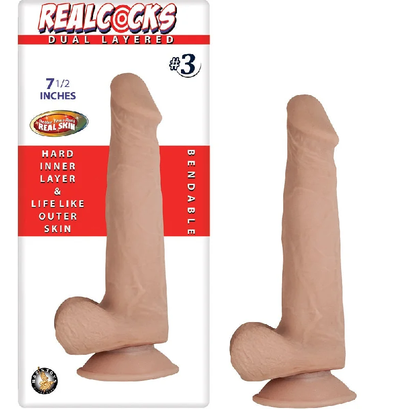 Symmetrical dildo-RealCocks Dual Layer Bendable Dildo 7.5 Inch Vanilla