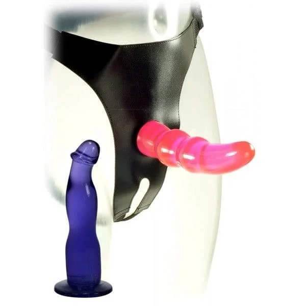 Glazed dildo-Double Tip Strap-On Harness Kit With 2 Dildos