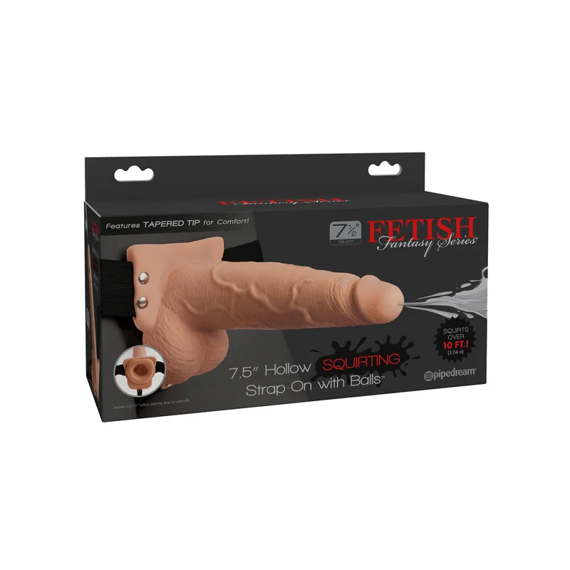 vibrating prostate stimulator for men with deep stimulation-Fetish Fantasy 7.5in Hollow Squirting Strap-on With Balls, Flesh