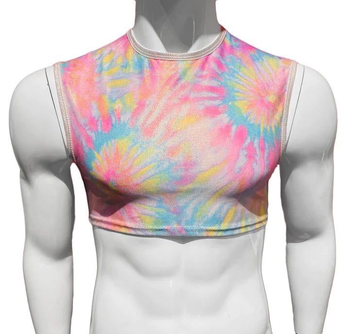 bridal lingerie for first night-Crop Tank - Tie Dye Metallic Glitter