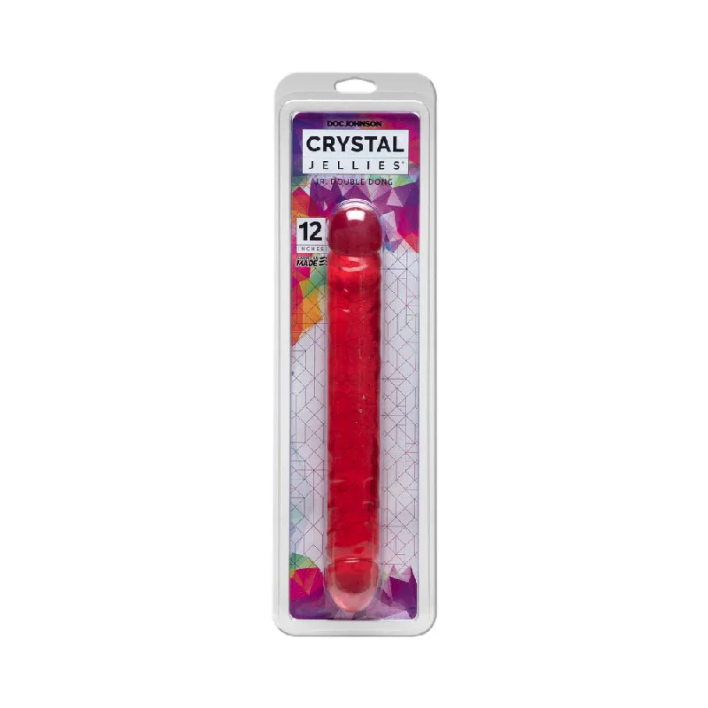 Textured Inner Masturbator-Crystal Jellies - Double Dong Jr. Pink 12in