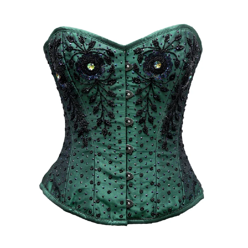 corset with sheer cascades-Shcumer Embroidery Overbust Corset