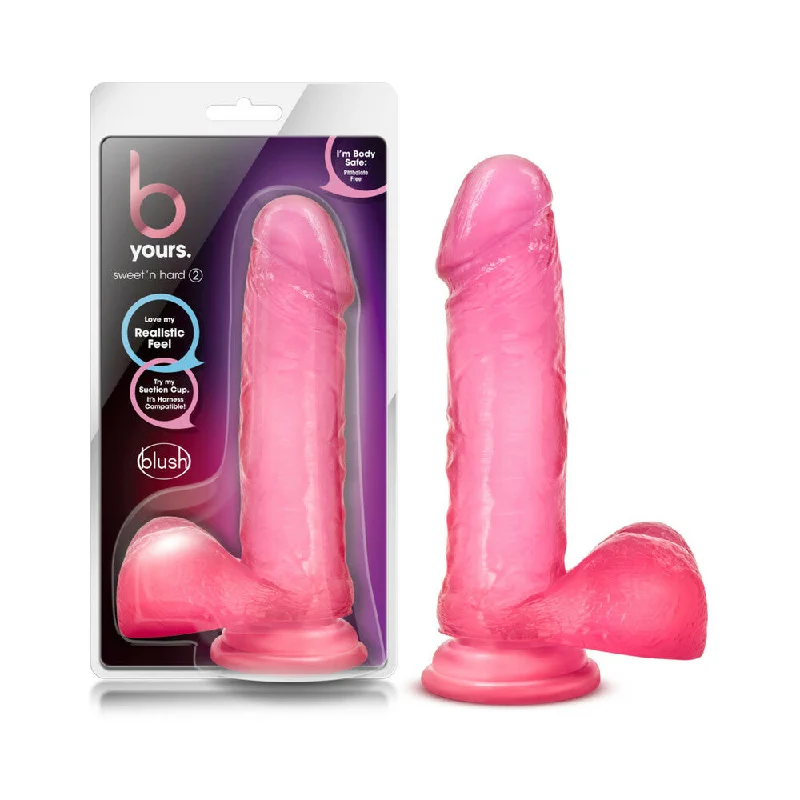 vibrating anal plug with remote control for couples play-Blush B Yours Sweet n Hard 2 w/Suction Cup - Pink