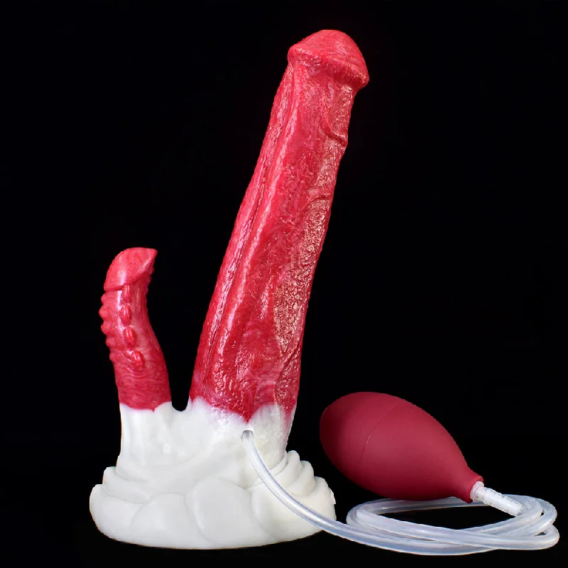 Pronounced head dildo-Thick Horse Squirting Dildo with Suction Cup Long Beast Double Head