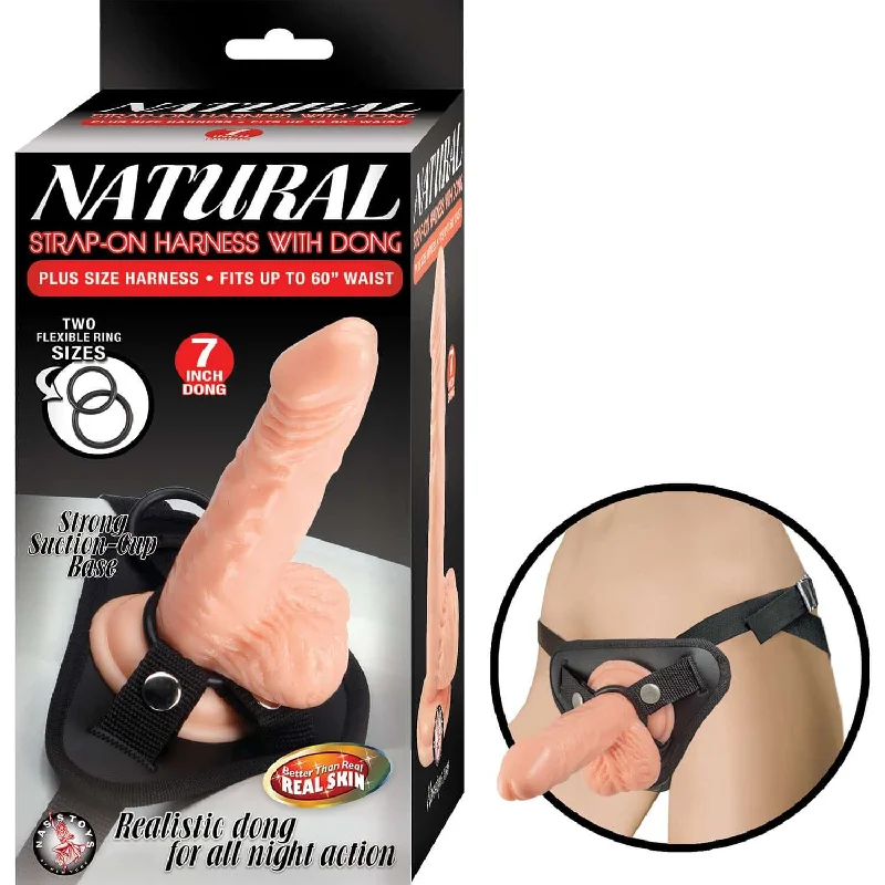 Compact Masturbator Holder-Natural Strap On Harness with 7 Inch Dong by Nasstoys - Realistic Feel, Adjustable Fit, Phthalate-Free