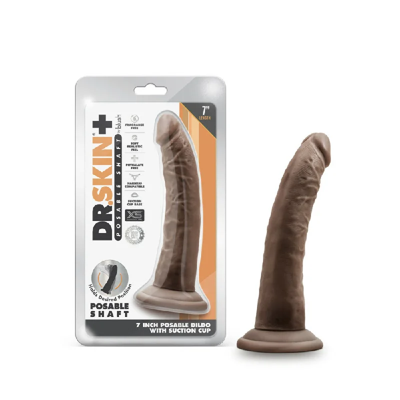 Waxed dildo-Dr. Skin Plus 7" Posable Dildo Chocolate