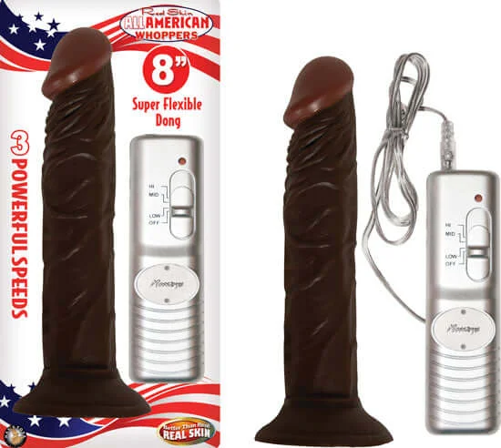 Intense Masturbator Solution-Afro American Whopper Vibrating 8 inches Brown Dong