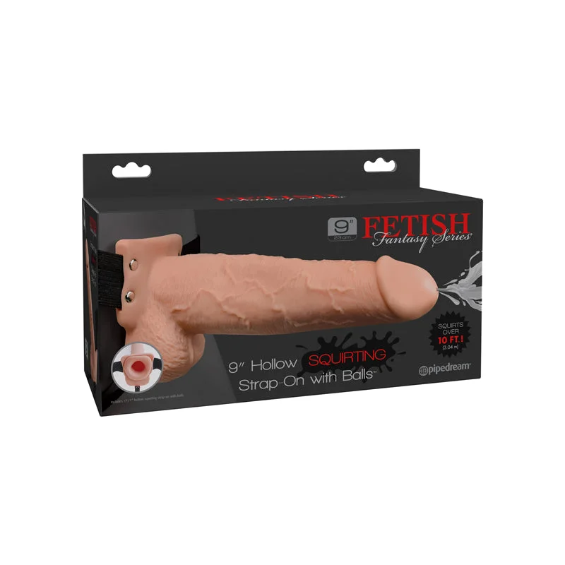 vibrating anal toy for couples with quiet motor-Fetish Fantasy 9in Hollow Squirting Strap-on With Balls, Flesh