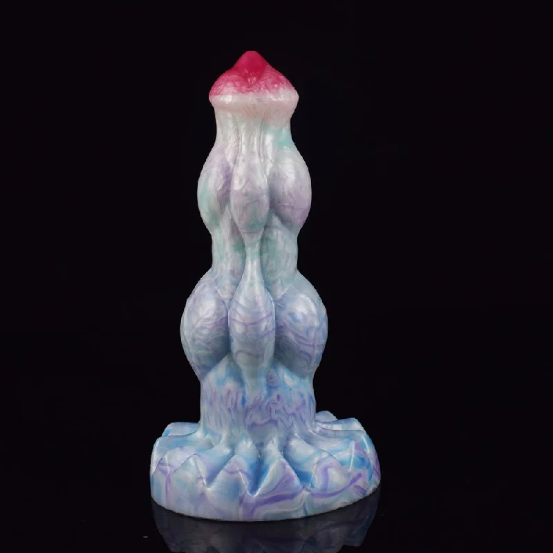 Anatomical dildo-Cyan Thick Beast Penis Huge Knot Ice Dragon Series Dildo With Suction Cup