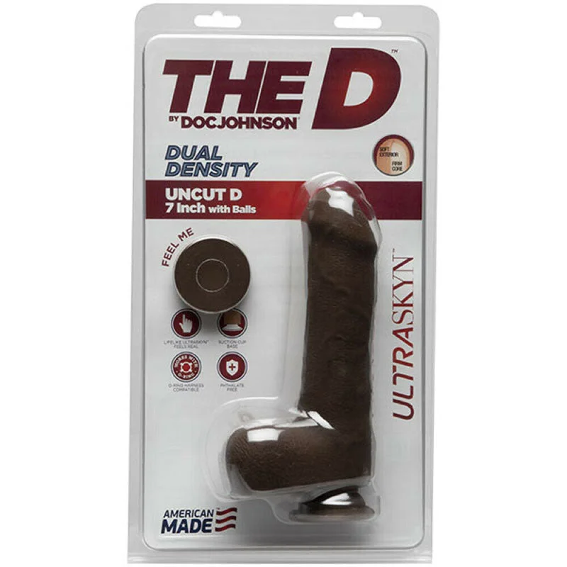 luxury vibrating prostate massager for targeted stimulation-The D Uncut D 7" With Balls Ultraskyn - Brown