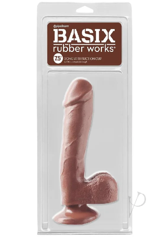 Hygienic Masturbator Tool-Basix 7.5 Dong W/suction Brown