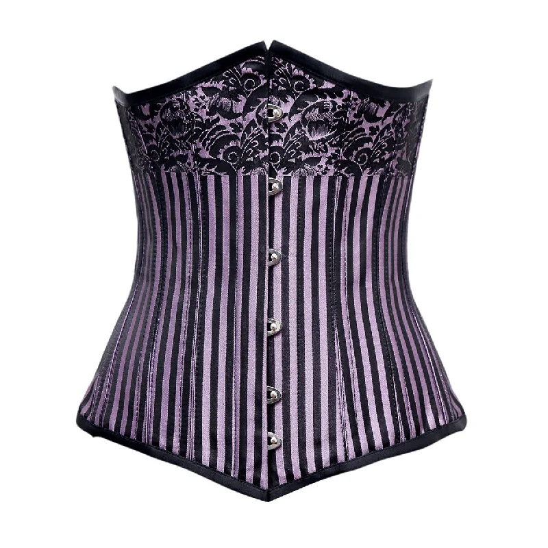 corset with ruffled folds-Resta Lilac Black Brocade Underbust Corset