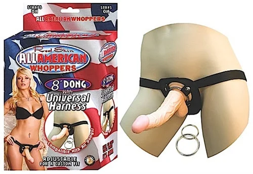 Portable Masturbator Tool-All American Whoppers 8-Inch Dong With Universal - Flesh