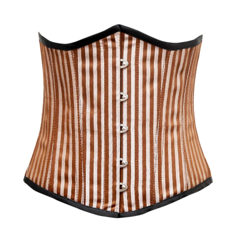 corset with pearl cascades-Drouin Brown Silver Brocade Underbust Corset