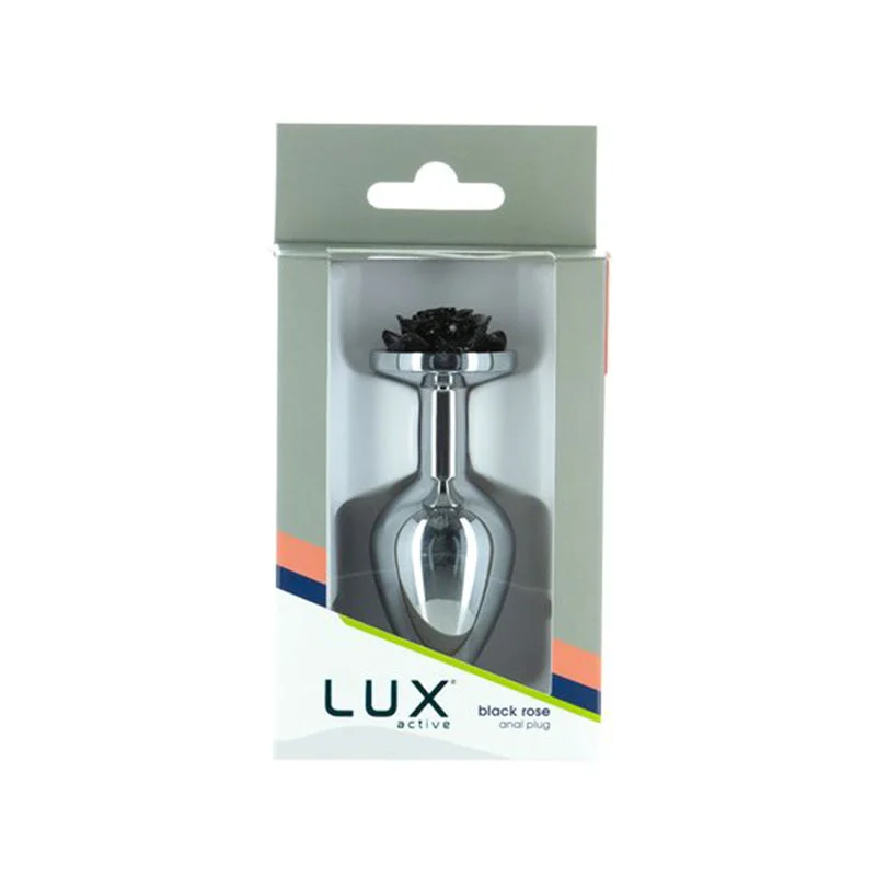 Firm Masturbator Device-Lux Active Rose Metal Butt Plug 3.5in Bk