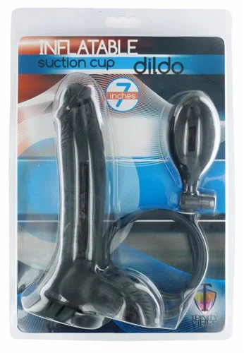 Customizable Masturbator Texture-Inflatable Suction Cup Dong - Black