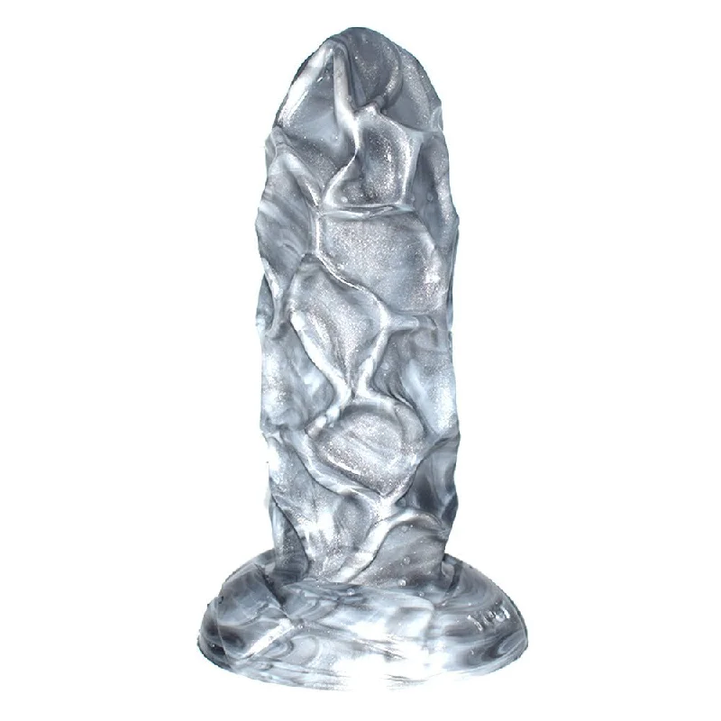 Scratch-proof dildo-Ice Cream Dildo Sucker Silver Liquid Silicone