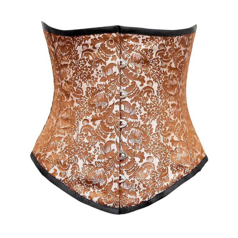 corset with metallic flows-Ginette Brown Silver Brocade Underbust Corset