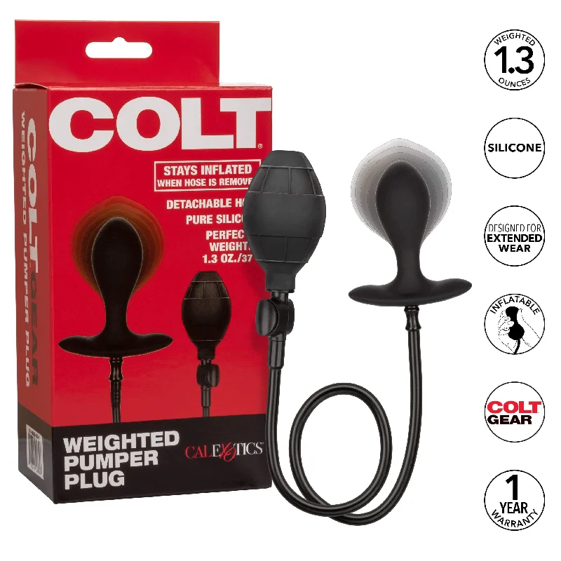 Water-Tight Masturbator Case-California Exotics - Colt Weighted Inflatable Pumper Plug (Black)