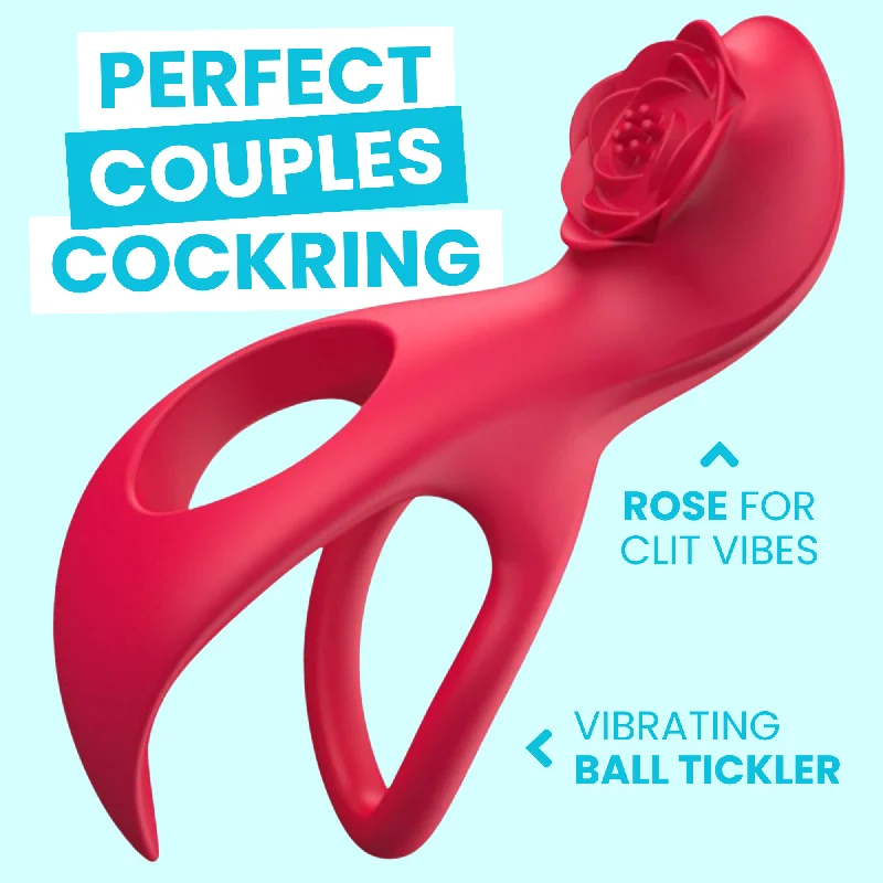 Lover's Rose Dual Cock-ring - Strong Vibrations in 2 Motors!