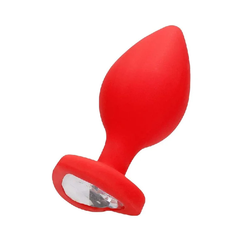 Tight Masturbator Grip-Diamond Heart Butt Plug - XL - Red