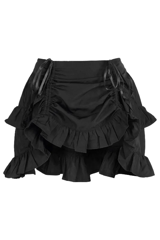 plus size sexy lace thong-Black Crepe Ruched Bustle Skirt