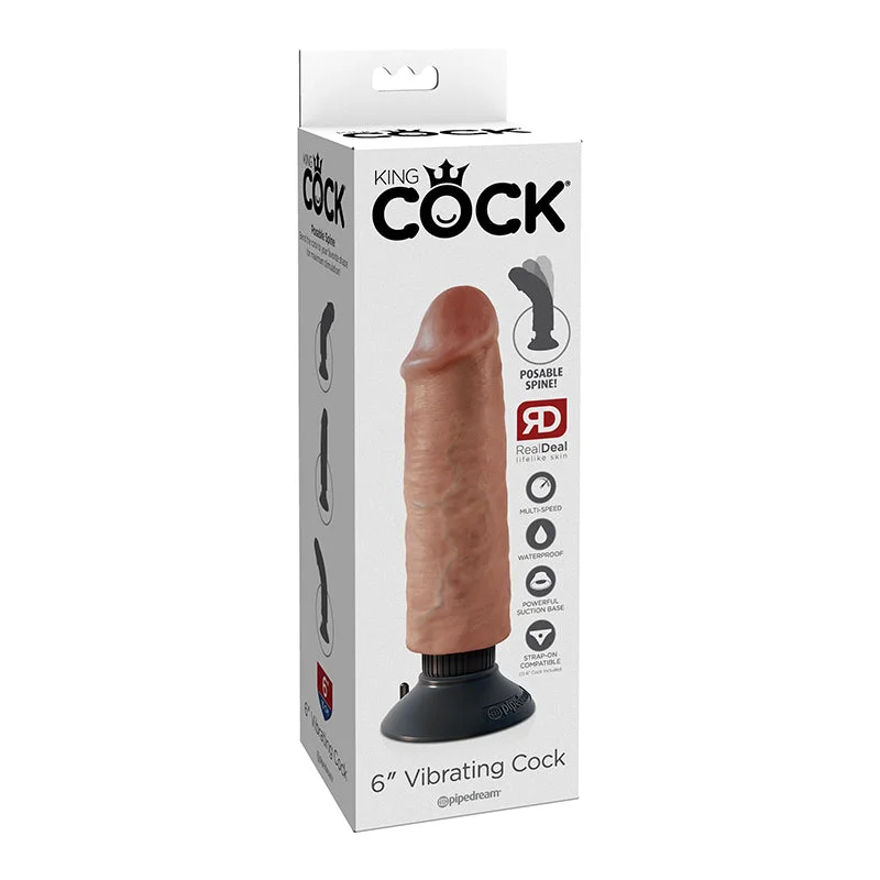 King Cock 6 Inch Vibrating Cock - Tan