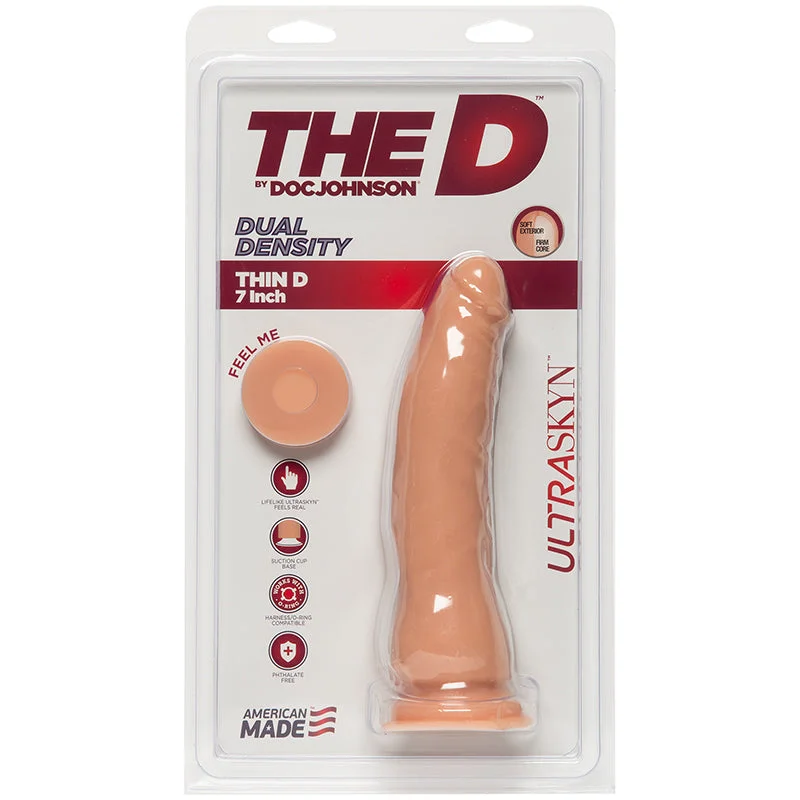 vibrating dildo with adjustable angle for deeper penetration-The D Thin 7in Ultraskyn Vanilla