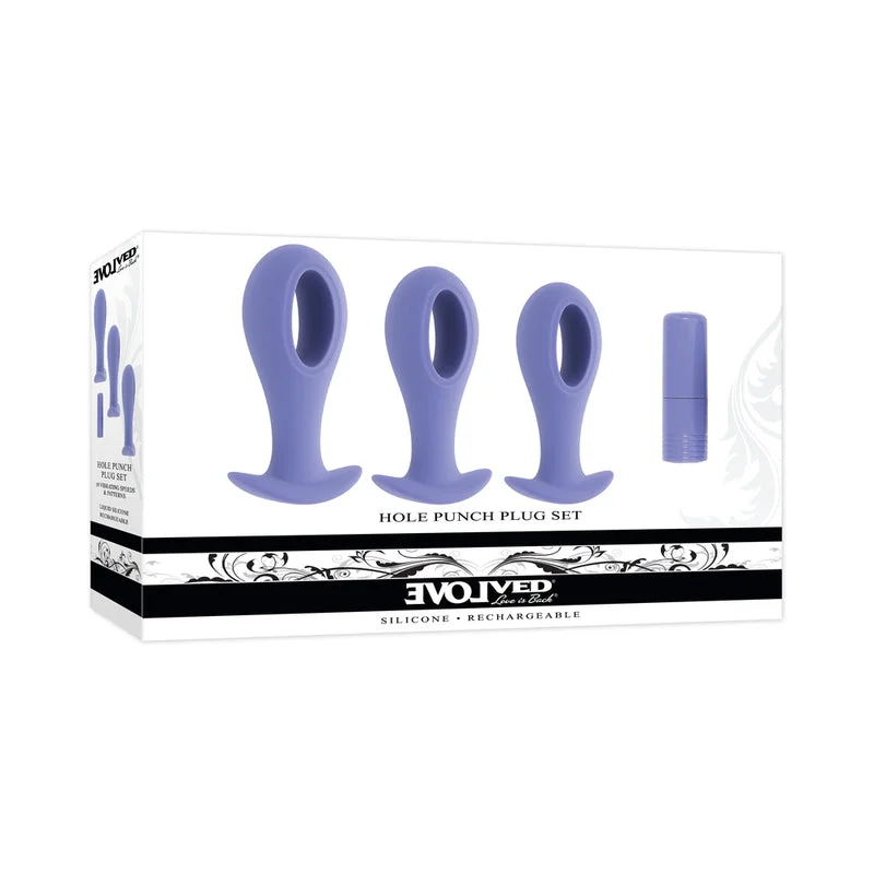 Skin-Like Masturbator Pack-Evolved Hole Punch Plug Set Rechargeable Purple