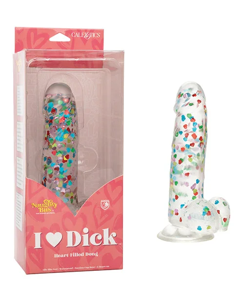 Soft Masturbator Solution-Naughty Bits I Love Dick Heart Filled Dong - Multicolor