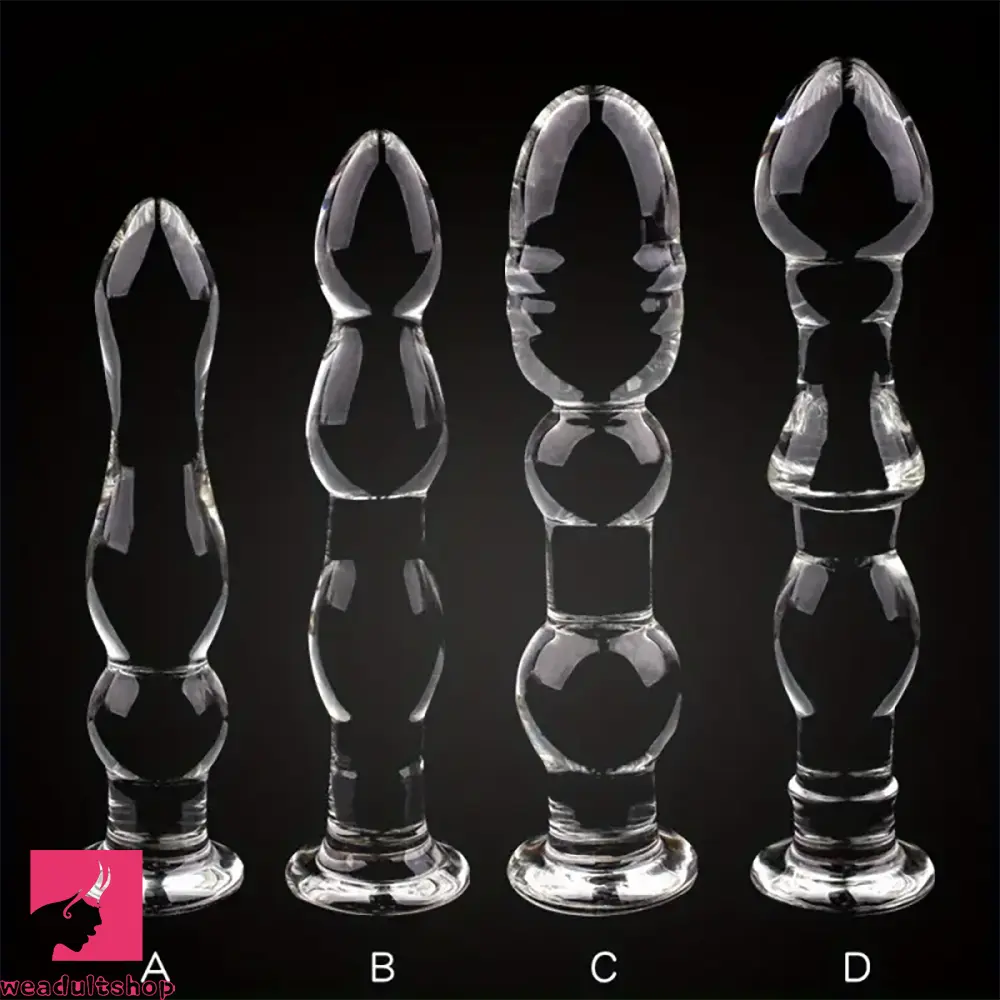 Breathable dildo-5.71in 6.3in 6.38in Glass Beads Clear Dildo For G-spot Vaginal Anus