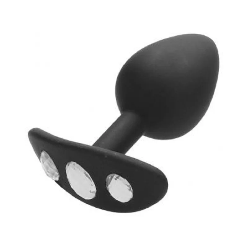 Compact Masturbator Tool-Ouch! Large Diamond Butt Plug With Handle - Black