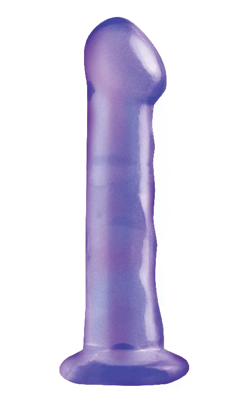 Low-Noise Masturbator Option-Basix Rubber Works - 6.5 Inch Dong With Suction Cup - Purple