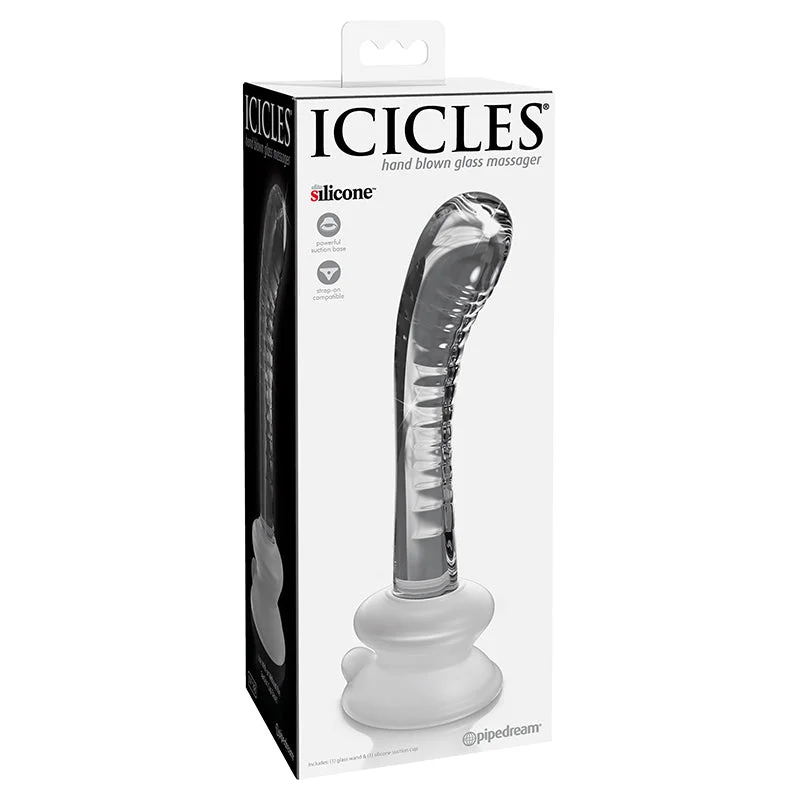 vibrating anal toy with multiple vibration settings for variety-Icicles No. 88 - Glass Suction Cup G-spot Wand - Clear