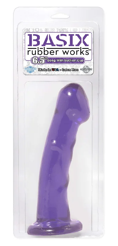 Soft Masturbator Tool-Basix Rubber Works Purple 6.5" Dong