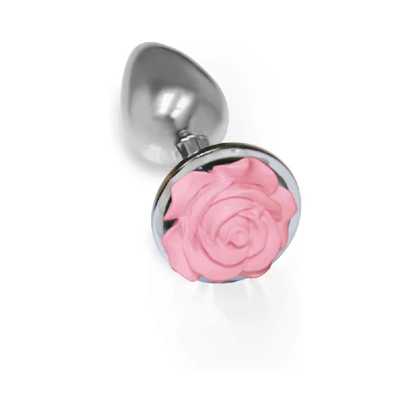 Custom Masturbator Grip-The 9"s The Silver Starter Rose Floral Stinless Steel Butt Plug Pink