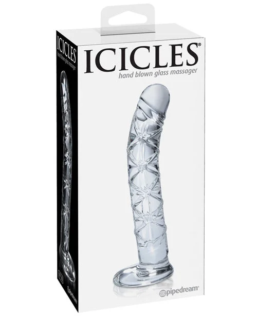 Hygienic Masturbator Pack-Icicles No. 60 Hand Blown Glass G Spot Dong - Clear