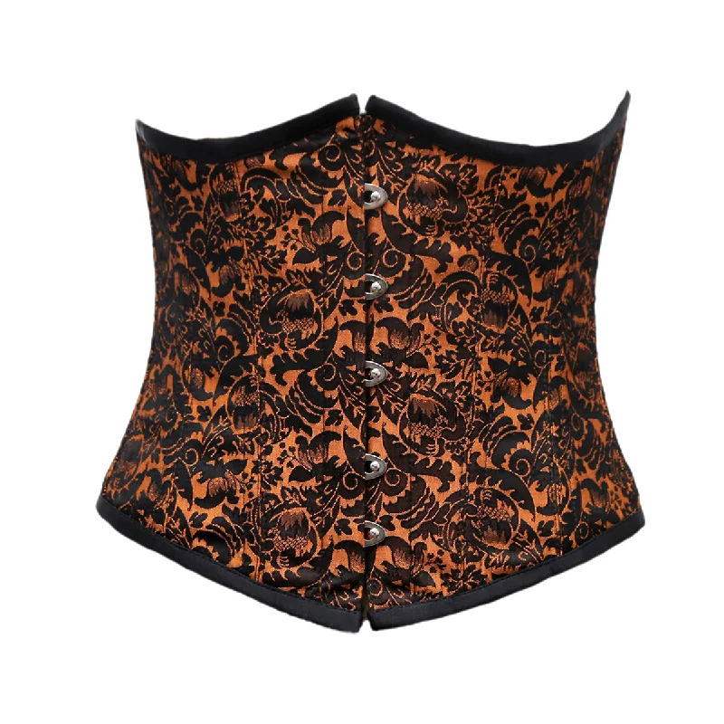 corset for dance flows-Berx Orange Black Brocade Underbust Corset